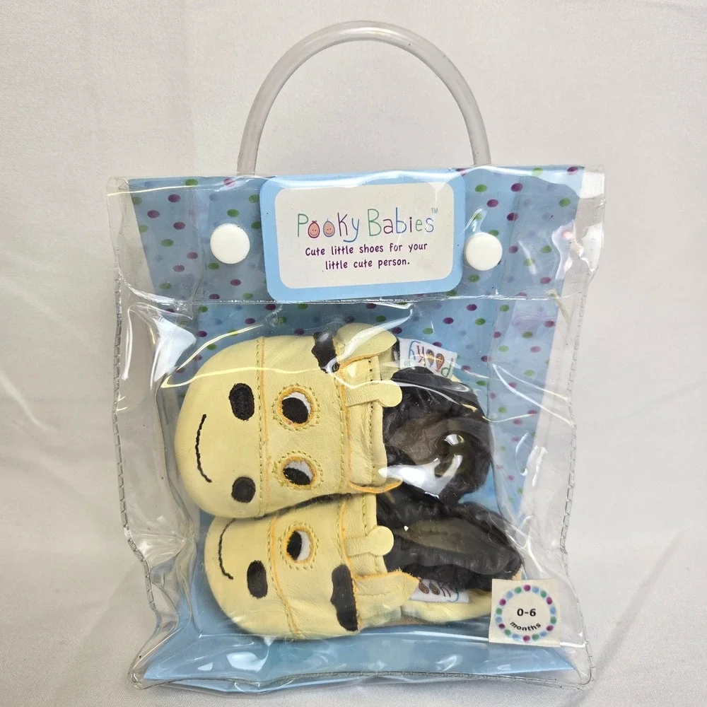 Pooky Babies Infant Shoes 0-6 Months Yellow Black Whimsical Bee Design Y2K